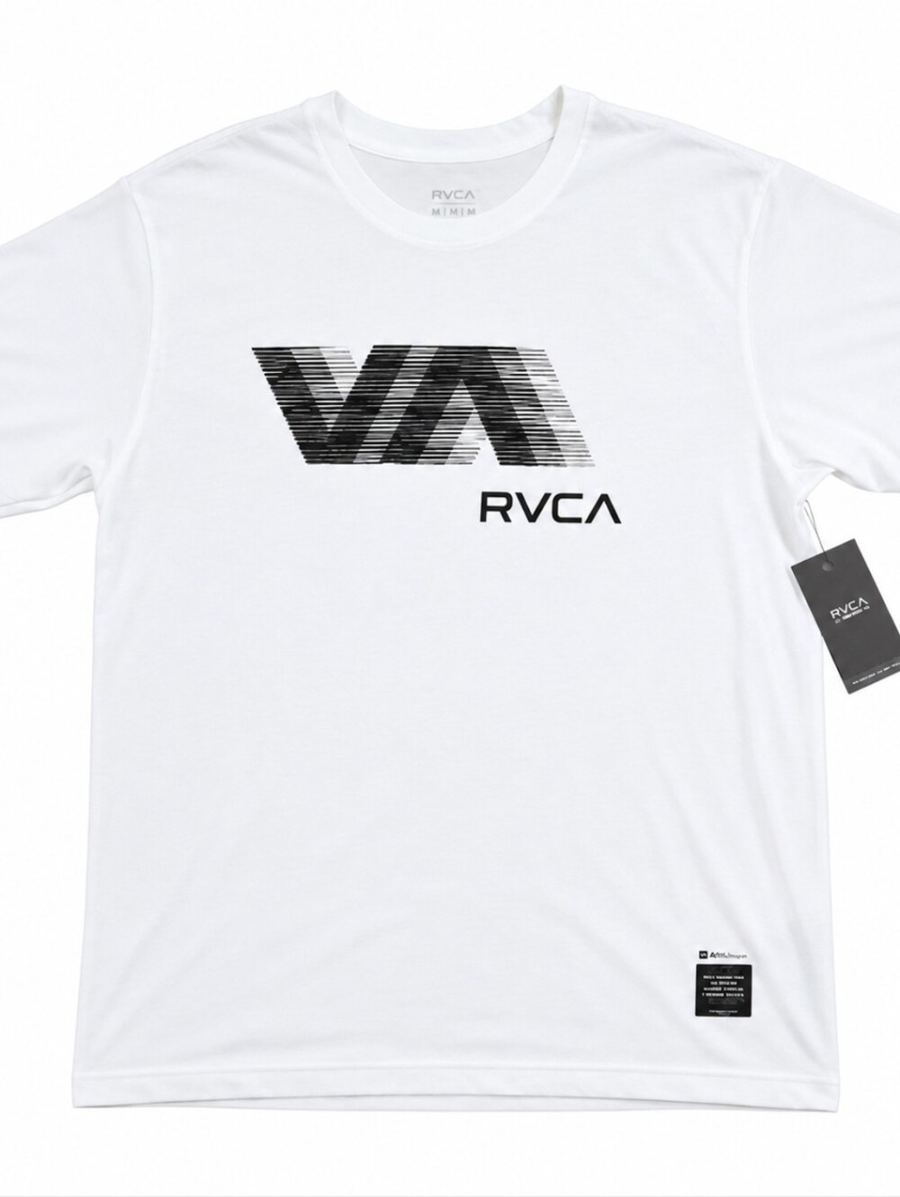 NWT Men's White RVCA Sport S/S "BLURRED" Tee Size XL. Blurred Graphic On Front